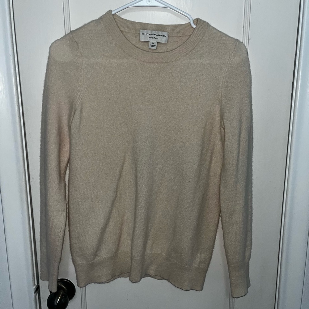 White + Warren Cream Crewneck Sweater